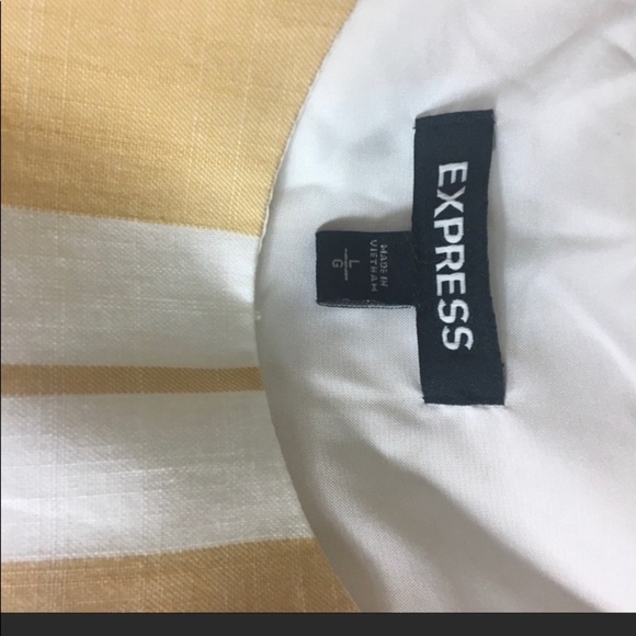 EXPRESS Ruffle Sleeve Stripe Lined Faux Wrap Dress, Size L - Picture 6 of 10